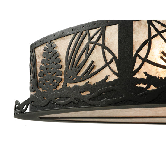 Meyda Lighting Mountain Pine 48" 8-Light Textured Black Inverted Pendant Light With Silver Mica Shade Glass