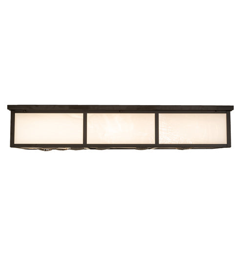 Meyda Lighting Mountain Pine 50" 6-Light Oil Rubbed Bronze Island Flush Mount Light With White Art Shade Glass