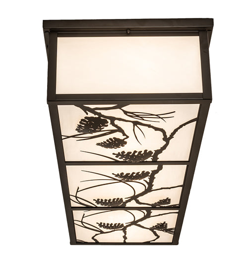 Meyda Lighting Mountain Pine 50" 6-Light Oil Rubbed Bronze Island Flush Mount Light With White Art Shade Glass