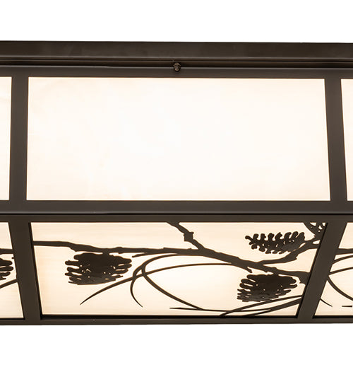 Meyda Lighting Mountain Pine 50" 6-Light Oil Rubbed Bronze Island Flush Mount Light With White Art Shade Glass