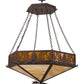 Meyda Lighting Mountain Pine 51" 6-Light Wrought Iron On Rust Inverted Pendant Light With Beige & Honey Art Shade Glass