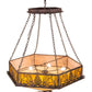 Meyda Lighting Mountain Pine 51" 6-Light Wrought Iron On Rust Inverted Pendant Light With Beige & Honey Art Shade Glass