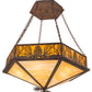 Meyda Lighting Mountain Pine 51" 6-Light Wrought Iron On Rust Inverted Pendant Light With Beige & Honey Art Shade Glass