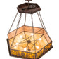 Meyda Lighting Mountain Pine 51" 6-Light Wrought Iron On Rust Inverted Pendant Light With Beige & Honey Art Shade Glass