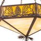 Meyda Lighting Mountain Pine 51" 6-Light Wrought Iron On Rust Inverted Pendant Light With Beige & Honey Art Shade Glass