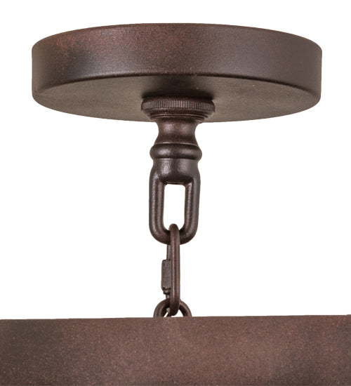 Meyda Lighting Mountain Pine 51" 6-Light Wrought Iron On Rust Inverted Pendant Light With Beige & Honey Art Shade Glass