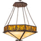 Meyda Lighting Mountain Pine 51" 6-Light Wrought Iron On Rust Inverted Pendant Light With Beige & Honey Art Shade Glass