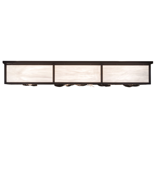 Meyda Lighting Mountain Pine 60" 12-Light Cafe Noir Rectangle Flush Mount Light With White Art Shade Glass