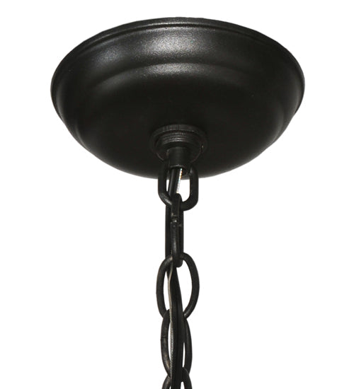 Meyda Lighting Mountain Pine 60" 6-Light Black Inverted Pendant Light With Amber Mica Shade Glass