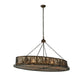 Meyda Lighting Mountain Pine 60" 8-Light Antique Copper Inverted Island Pendant Light With Silver Mica Shade Glass