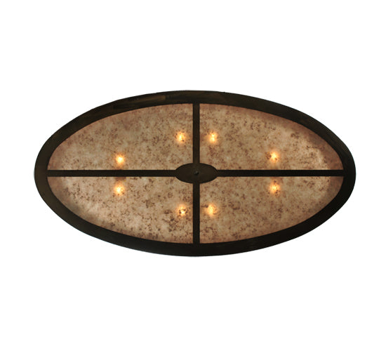 Meyda Lighting Mountain Pine 60" 8-Light Antique Copper Inverted Island Pendant Light With Silver Mica Shade Glass