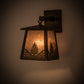 Meyda Lighting Mountain Pine 7" Antique Copper Hanging Wall Sconce With Silver Mica Shade Glass