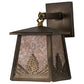 Meyda Lighting Mountain Pine 7" Antique Copper Hanging Wall Sconce With Silver Mica Shade Glass