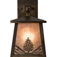 Meyda Lighting Mountain Pine 7" Antique Copper Hanging Wall Sconce With Silver Mica Shade Glass