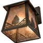 Meyda Lighting Mountain Pine 7" Antique Copper Hanging Wall Sconce With Silver Mica Shade Glass