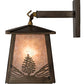 Meyda Lighting Mountain Pine 7" Antique Copper Hanging Wall Sconce With Silver Mica Shade Glass