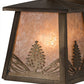 Meyda Lighting Mountain Pine 7" Antique Copper Hanging Wall Sconce With Silver Mica Shade Glass