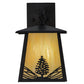 Meyda Lighting Mountain Pine 7" Craftsman Brown Hanging Wall Sconce With Beige Iridescent Shade Glass