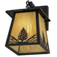 Meyda Lighting Mountain Pine 7" Craftsman Brown Hanging Wall Sconce With Beige Iridescent Shade Glass