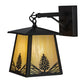 Meyda Lighting Mountain Pine 7" Craftsman Brown Hanging Wall Sconce With Beige Iridescent Shade Glass