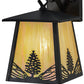Meyda Lighting Mountain Pine 7" Craftsman Brown Hanging Wall Sconce With Beige Iridescent Shade Glass