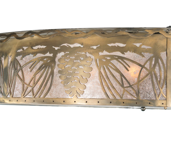 Meyda Lighting Mountain Pine 72" 12-Light Antique Copper Flush Mount Light With Silver Mica Shade Glass