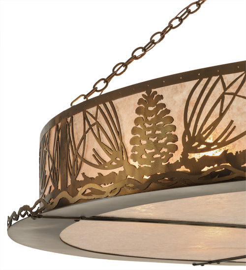 Meyda Lighting Mountain Pine 72" 6-Light Antique Copper Semi-flush Mount Light With Silver Mica Shade Glass