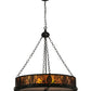 Meyda Lighting Mountain Pine 72" 6-Light Black Inverted Pendant Light With Amber Mica Shade Glass