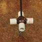 Meyda Lighting Mountain Pine 72" 6-Light Black Inverted Pendant Light With Amber Mica Shade Glass