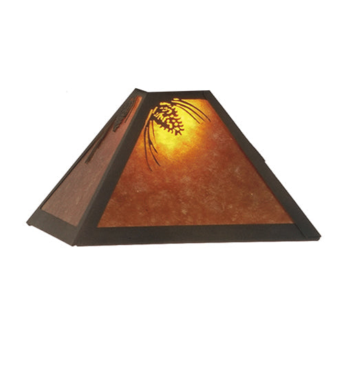 Meyda Lighting Mountain Pine 76" 3-Light Antique Copper Island Pendant Light With Amber Mica Shade Glass