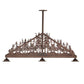Meyda Lighting Mountain Pine 76" 3-Light Antique Copper Island Pendant Light With Amber Mica Shade Glass