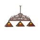 Meyda Lighting Mountain Pine 76" 3-Light Antique Copper Island Pendant Light With Amber Mica Shade Glass