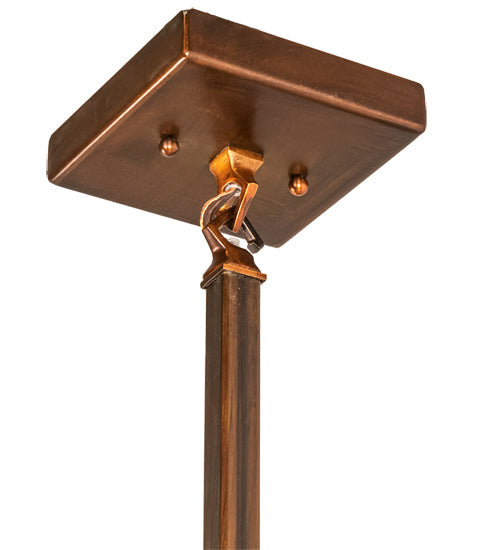 Meyda Lighting Mountain Pine 7"Sq Vintage Copper Mini Pendant Light With Silver Mica Shade Glass