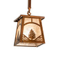 Meyda Lighting Mountain Pine 7"Sq Vintage Copper Mini Pendant Light With Silver Mica Shade Glass