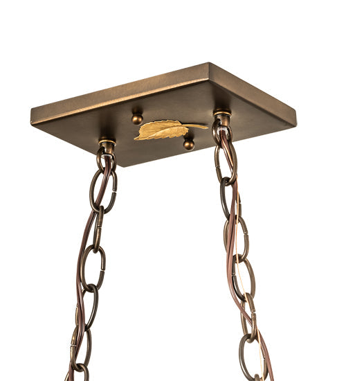 Meyda Lighting Mountain Range 33" 6-Light Antique Copper Gros Ventre Island Pendant Light With Amber Mica Shade Glass