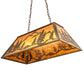 Meyda Lighting Mountain Range 33" 6-Light Antique Copper Gros Ventre Island Pendant Light With Amber Mica Shade Glass