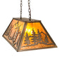 Meyda Lighting Mountain Range 33" 6-Light Antique Copper Gros Ventre Island Pendant Light With Amber Mica Shade Glass