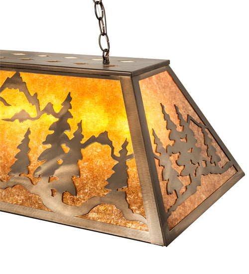 Meyda Lighting Mountain Range 33" 6-Light Antique Copper Gros Ventre Island Pendant Light With Amber Mica Shade Glass