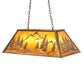 Meyda Lighting Mountain Range 33" 6-Light Antique Copper Gros Ventre Island Pendant Light With Amber Mica Shade Glass
