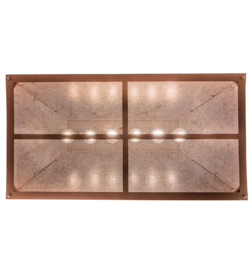 Meyda Lighting Mountain Range 33" 6-Light Rust Gros Ventre WY Island Pendant Light With Silver Mica Shade Glass
