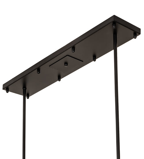 Meyda Lighting Mountain Range 34" 4-Light Solar Black Island Pendant Light With White Angelwing Idalight Shade