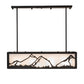 Meyda Lighting Mountain Range 34" 4-Light Solar Black Island Pendant Light With White Angelwing Idalight Shade