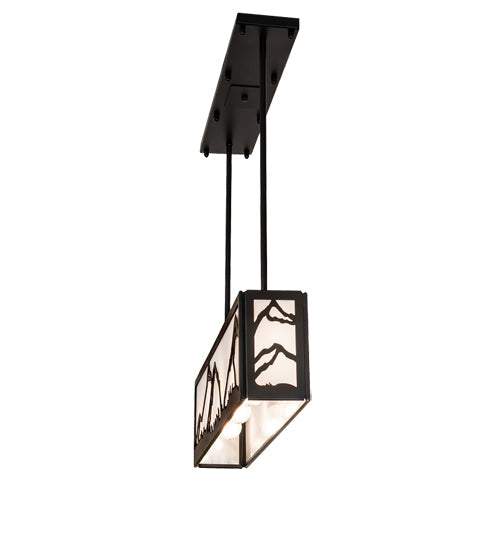 Meyda Lighting Mountain Range 34" 4-Light Solar Black Island Pendant Light With White Angelwing Idalight Shade
