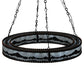 Meyda Lighting Mountain Range 42" 36-Light Black Ring Chandelier With Silver Mica Shade Glass
