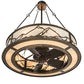 Meyda Lighting Mountain Range 44" 16-Light Dark Burnished Antique Copper Chandelier With Creme Carrare Idalight Shade and Fan