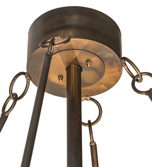 Meyda Lighting Mountain Range 44" 16-Light Dark Burnished Antique Copper Chandelier With Creme Carrare Idalight Shade and Fan