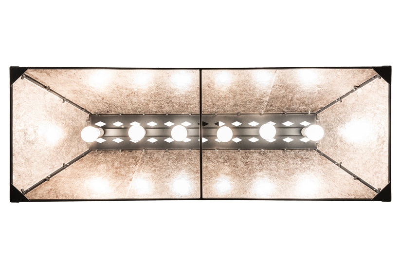 Meyda Lighting Mountain Range 48" 9-Light Textured Black Island Pendant Light With Silver Mica Shade Glass