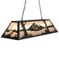 Meyda Lighting Mountain Range 48" 9-Light Textured Black Island Pendant Light With Silver Mica Shade Glass