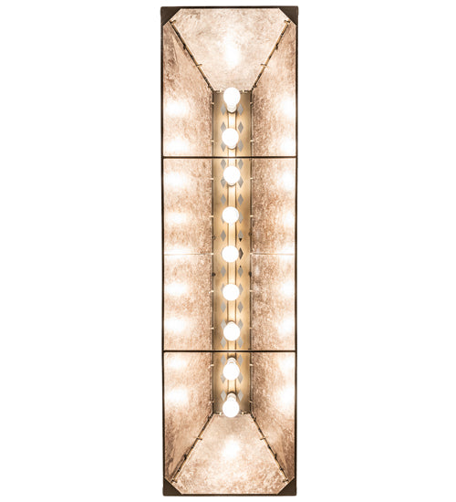 Meyda Lighting Mountain Range 61" 9-Light Antique Copper Island Pendant Light With Silver Mica Shade Glass