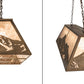Meyda Lighting Mountain Range 61" 9-Light Antique Copper Island Pendant Light With Silver Mica Shade Glass